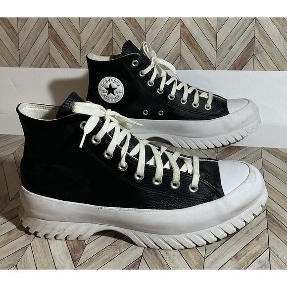 Converse Chuck Taylor All Star Lugged 2.0 Black Leather A00870C Sz 9.5 M 11.5 W - Picture 6 of 9